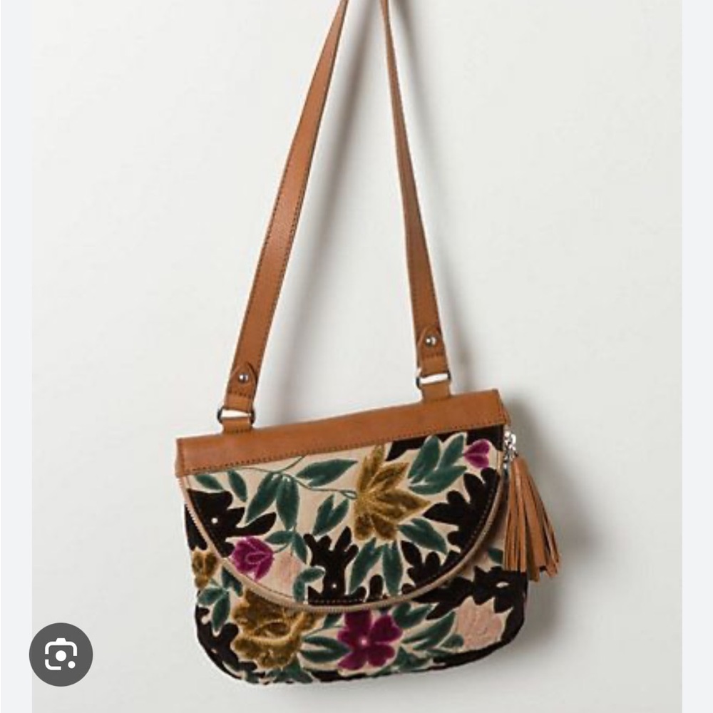 Anthropologie Floral Patterned Crossbody Bag